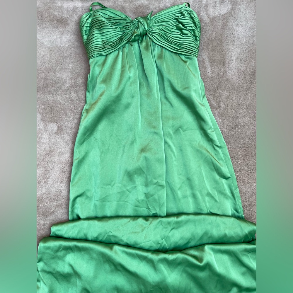 Satin green BCBG formal corset fit gown size 0